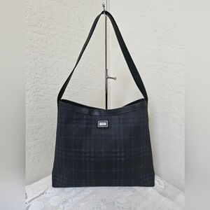 Burberry Check Coated Canvas Vintage Shoulder Bag AUTHENTIC